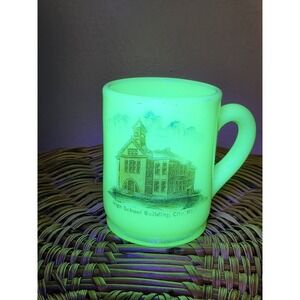 Clio Michigan High School Advertising Souvenir Custard Glass Toothpick Holder